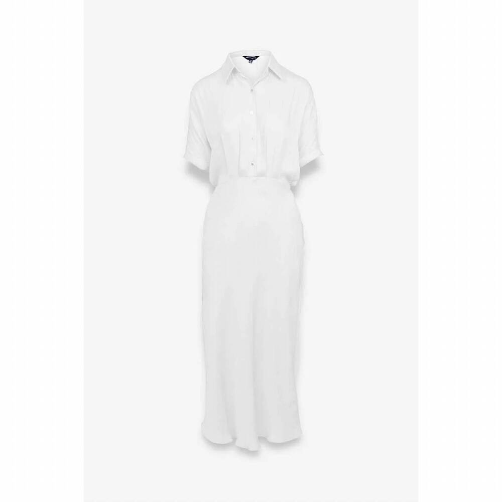 NEW NAKED ZEBRA women's button up midi shirt dress in off white